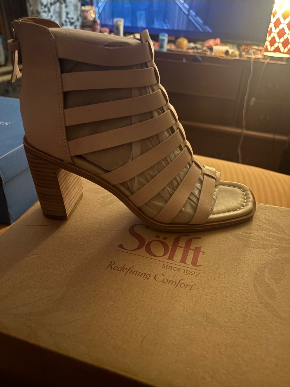 Söfft Nude Strappy Block Heel Sandal